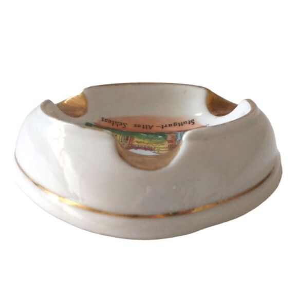 RW Bavaria Porcelain Ashtray Dish Gold Trim Stuttgart Altes Schloss Trinket Vtg. - Picture 13 of 16